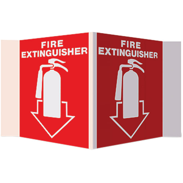 3-D Rigid Plastic "Fire Extinguisher" Arrow Sign, 5" x 6"