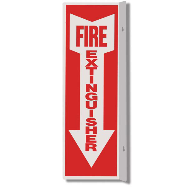 Rigid Plastic 90° Angle "Fire Extinguisher" Arrow Sign, 4" x 12"