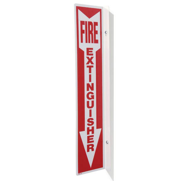 Rigid Plastic 90° Angle "Fire Extinguisher" Arrow Sign, 4" x 18"