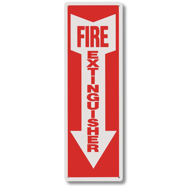 Rigid Plastic "Fire Extinguisher" Arrow Sign, 4" x 12"