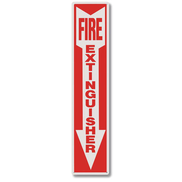 Rigid Plastic "Fire Extinguisher" Arrow Sign, 4" x 18"