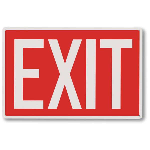 Rigid Plastic "Exit" Directional Sign, 12" x 8"