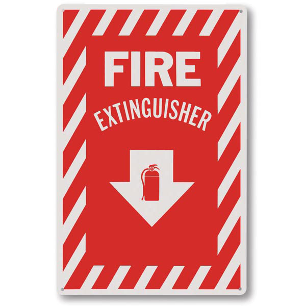 Rigid Plastic "Fire Extinguisher" Arrow Sign, 8" x 12"