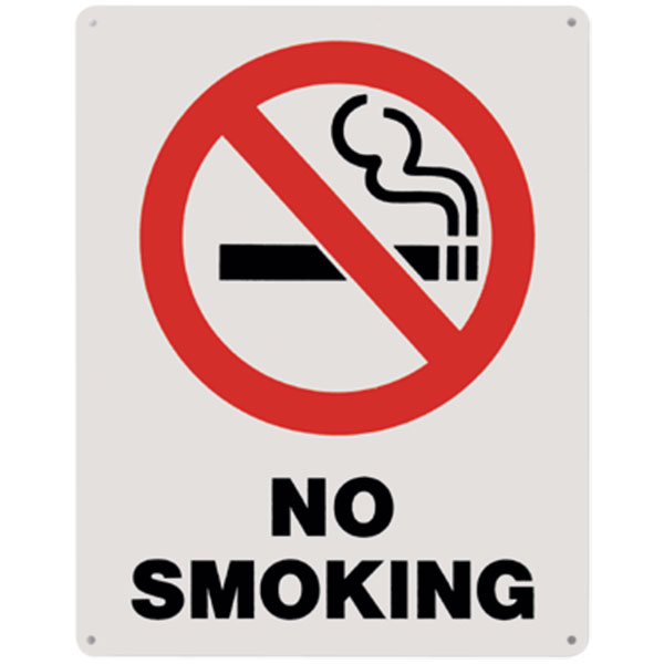 Rigid Plastic "No Smoking" Sign, 8" x 10"