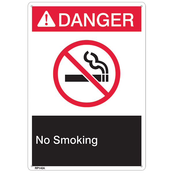ANSI Z535 Rigid Plastic "Danger No Smoking" Sign, 7" x 10"