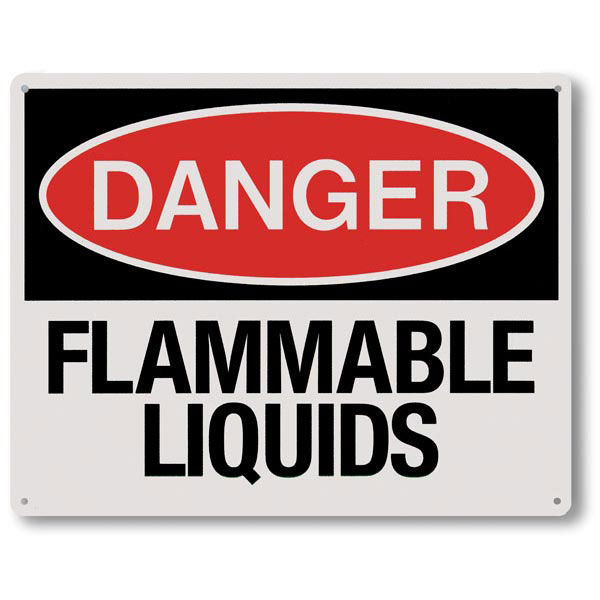 Rigid Plastic "Danger Flammable Liquids" Sign, 10" x 8"