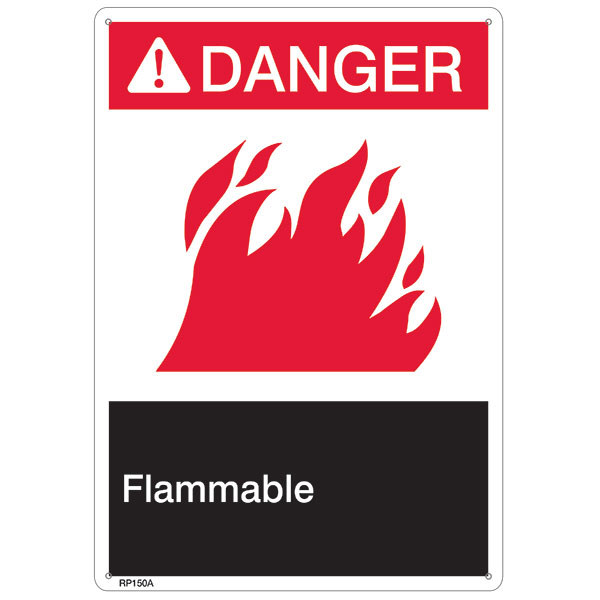 ANSI Z535 Rigid Plastic "Danger Flammable" Sign, 7" x 10"