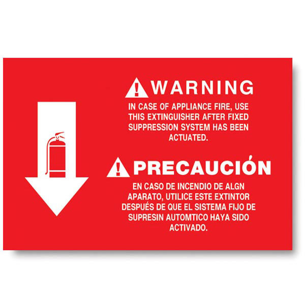 Rigid Plastic K-Class "Fire Extinguisher" Arrow Sign, Bilingual, 8" x 12"