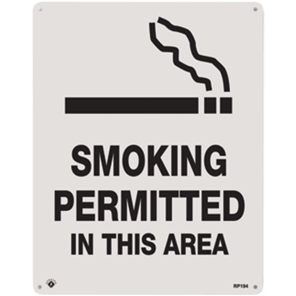Rigid Plastic "Smoking Permitted..." Sign, 8" x 10"