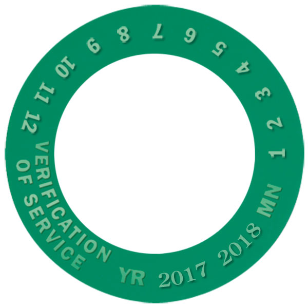 Blank Verification of Service Collars, 1 3/8" ID, Green, Pkg/100