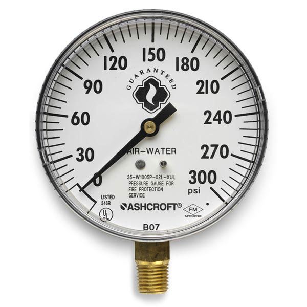 Plastic-Backed Air/Water Gauge, 0-300 psi