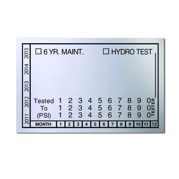 6-Year Standard Hydrotest Labels, 3 1/2" x 2 1/4"
