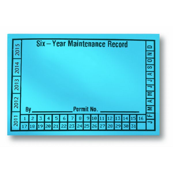 6-Year Maintenance Labels, Blue Vinyl, 3 1/2" x 2 1/4"