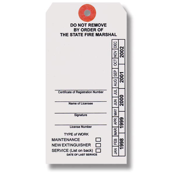 Customized Texas Extinguisher Service Tags, White