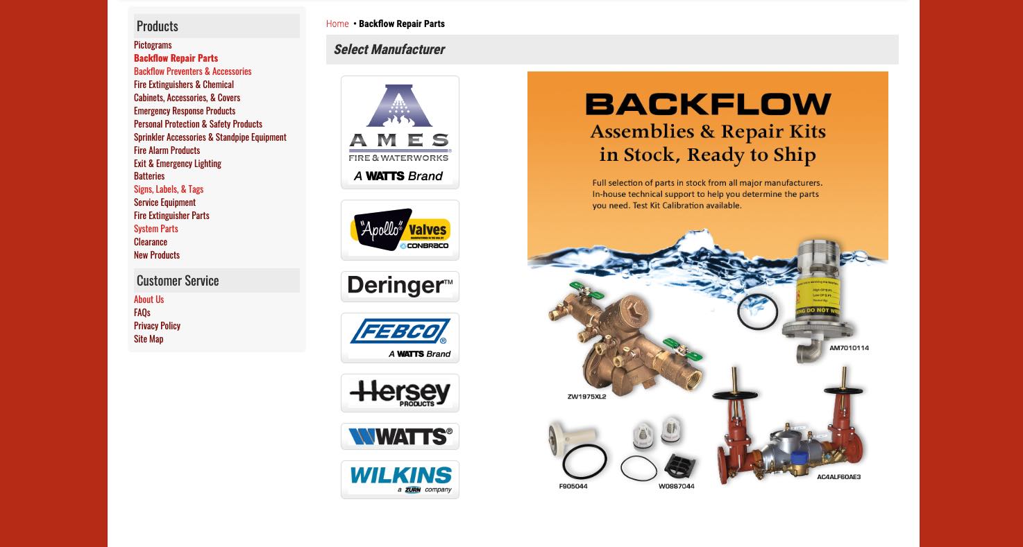 Brooks Backflow Repair Parts Navigation